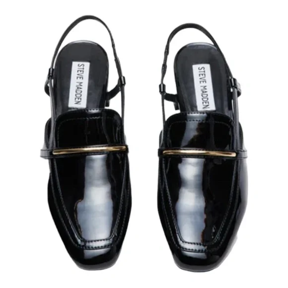 Steve Madden CALIBRI BLACK PATENT Slingback shoes - Picture 4 of 13